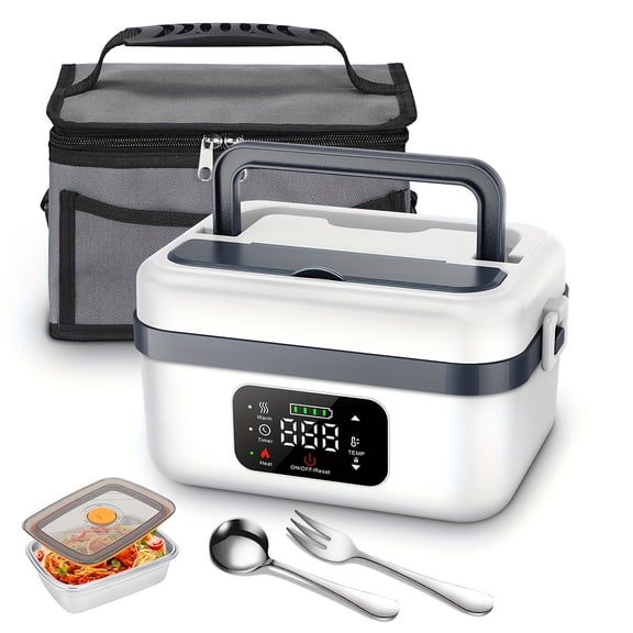 Wireless Self-Heating Lunch Box, 16000mAh Rechargeable, Water-Free, Constant Temperature Control, 304 Stainless Steel, Ideal for Car, Commute, Outdoor & Christmas Gift