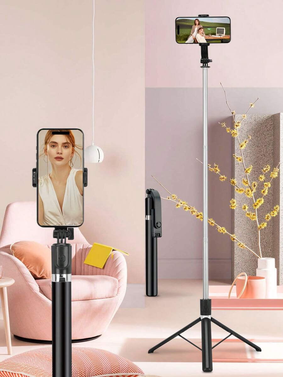 Wireless Selfie Stick Tripod with Remote, Extendable 1700mm Foldable Monopod for Smartphones, Stable 360° Rotation for Live Streaming Travel Vlogging Outdoor Activities