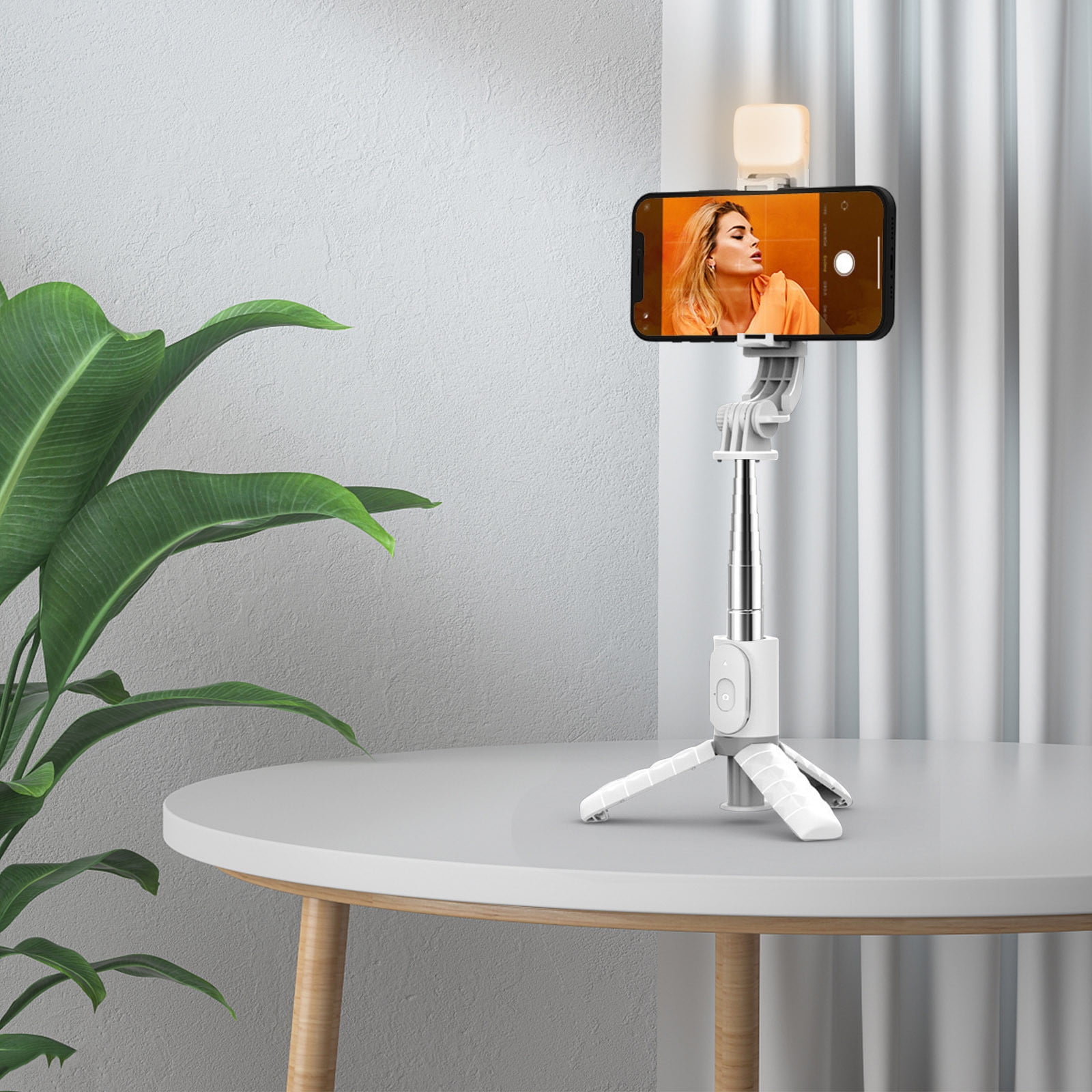 Wireless Selfie Stick With LED Fill Light And Handle Phone Wall Holder