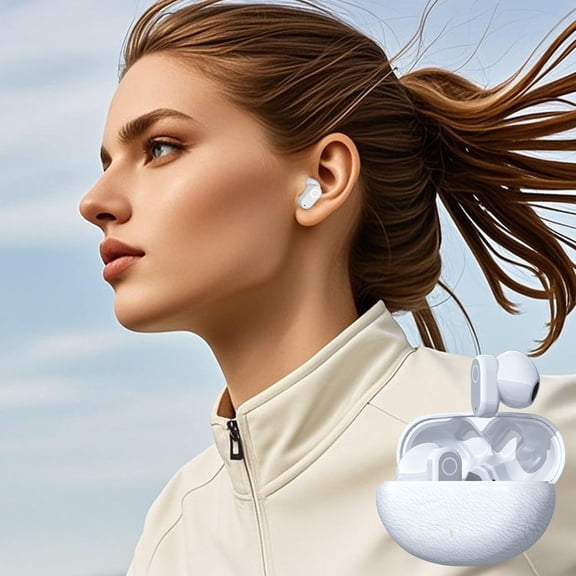 Wireless Semi In Ear Earbuds Bluetooth V5.4 Headphones 50H Playback Deep Bass Stereo Ear Buds With Copper Ring Speaker Intelligent Touch Control Stereo Sounds Mic Headset for Laptop Phone