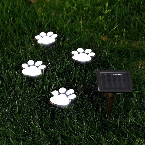 Wireless Set of 4 Solar Dog Print Lights Garden Statue Lantern LED Path Light Outdoor Animal Pet Lamp Warm Light