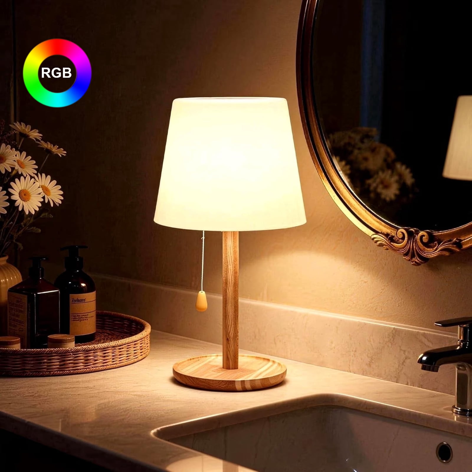 Wireless Shower Lamp, Waterproof Shower Light, Rechargeable Bedside Night Light for Bathroom Shower Bedroom