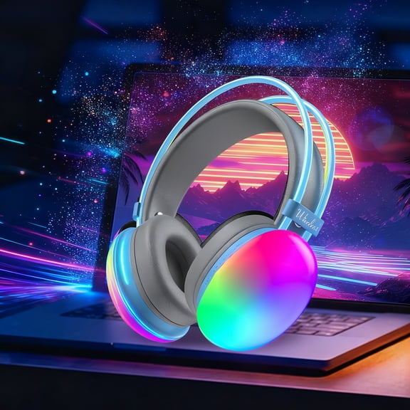 Game Zone Wireless Silent Colorful Headphones with LED Lights,Bluetooth 5.0 and 10 Hours of Playtime