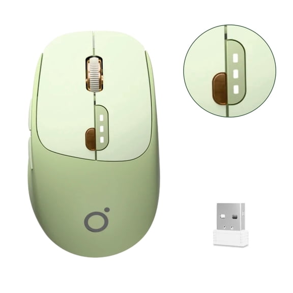 Wireless Silent Mouse, 2.4G Rechargeable Ergonomic Office Mouse with Battery Display, Portable Quiet Computer Mouse with USB Receiver for Laptop PC Mac Chromebook Home Office - Green