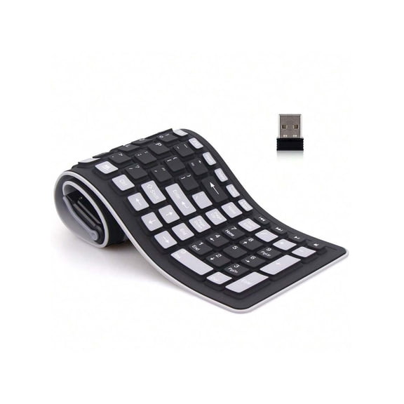 Wireless Silicone Keyboard, 2.4GHz Wireless, Foldable Roll-Up Keyboard, Waterproof, Dustproof & Lightweight, Ideal For PC, Notebook, Laptop & Travel
