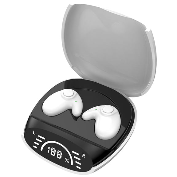 Wireless Sleep Earphones HiFi Stereo Noise Cancelling Sports Earbuds Compatible with Smartphone-White