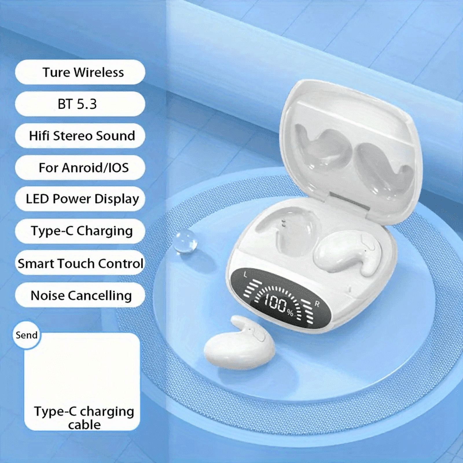 Wireless Sleep Headphones - Ultra-Thin Design, Dual MIC Noise Reduction ...