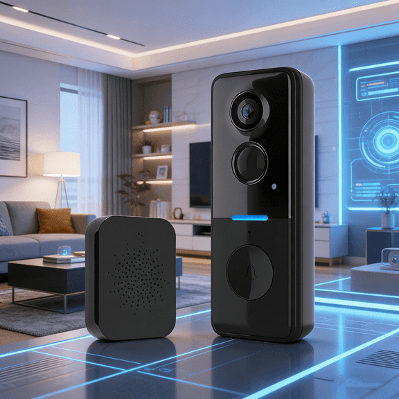 Outdoor Wireless Residential Two-Way Audio Night Vision Audio Intercom with Instruction Manual, Compatible with Smartphone, Black