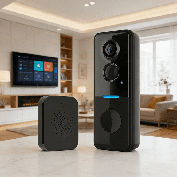 Wireless Smart Doorbell Camera with 1MP HD, Two-Way Audio, 24/7 Motion Detection, Night Vision & IP65 Waterproof, Remote Real-Time Monitoring