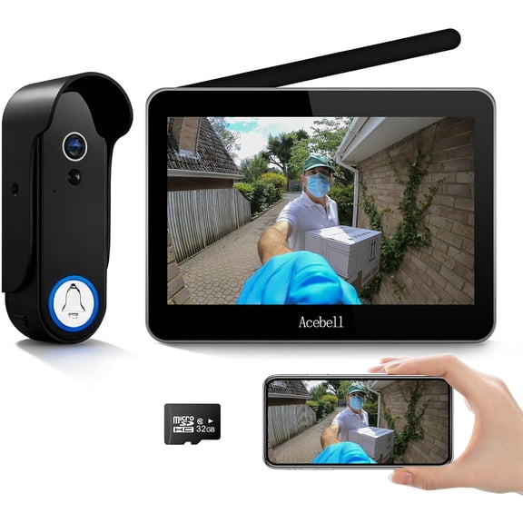 Wireless Smart Intercom System, WiFi 1080P Camera with Monitor, Video Door Phone with 7''Touch Screen, Motion Detection, No Subscription, APP Control