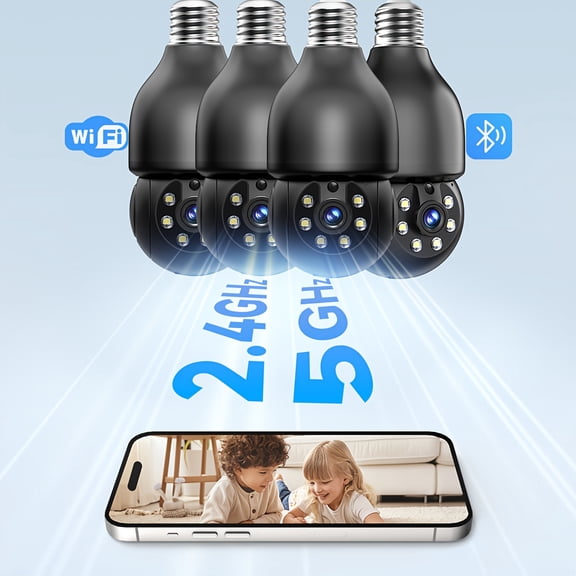 Wireless Smart Light Bulb Camera 3MP HD, 360° Rotatable, Motion Detection, Dual-Band Wi-Fi, Home Security