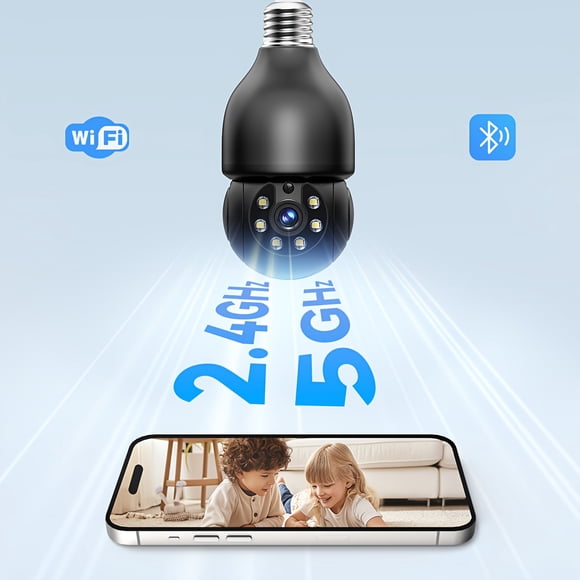 Wireless Smart Light Bulb Camera 3MP HD, 360° Rotatable, Motion Detection, Dual-Band Wi-Fi, Home Security