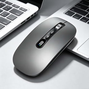 Wireless Smart Mouse, 2.4GHz USB Optical Computer Mice, Ergonomic Silent Click for Office, Laptop, Gaming & Travel, 1600 DPI Adjustable, 12-Month Battery, Slim Portable Design​, Gray