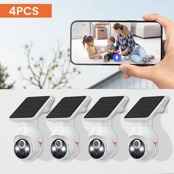 Wireless Smart Security Camera 1440P with AI Human Detection, Night Vision, Two-Way Audio, Rechargeable Battery, Sun Function, Outdoor Wall Mount