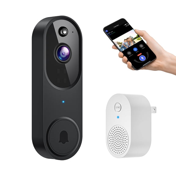Wireless Smart Video Doorbell Camera with AI Human Detection, Instant Alerts, Night Vision, 2-Way Audio, Rechargeable Battery, 2.4G WiFi | Chime Included, Cloud Storage Sold Separately