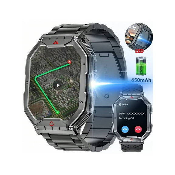 Wireless Smart Watch with 100+ Sports Modes, 2.0" HD Display, 650mAh Long Battery Life, LED Flashlight, Fitness Tracker - Perfect Holiday Gift