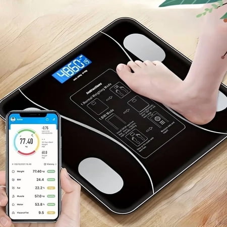 Wireless Smart digital bathroom Tempered glass platform BMI Weight scale Body Fat Scale Body composition analyzer with smartphone app Bluetooth synchronous scale