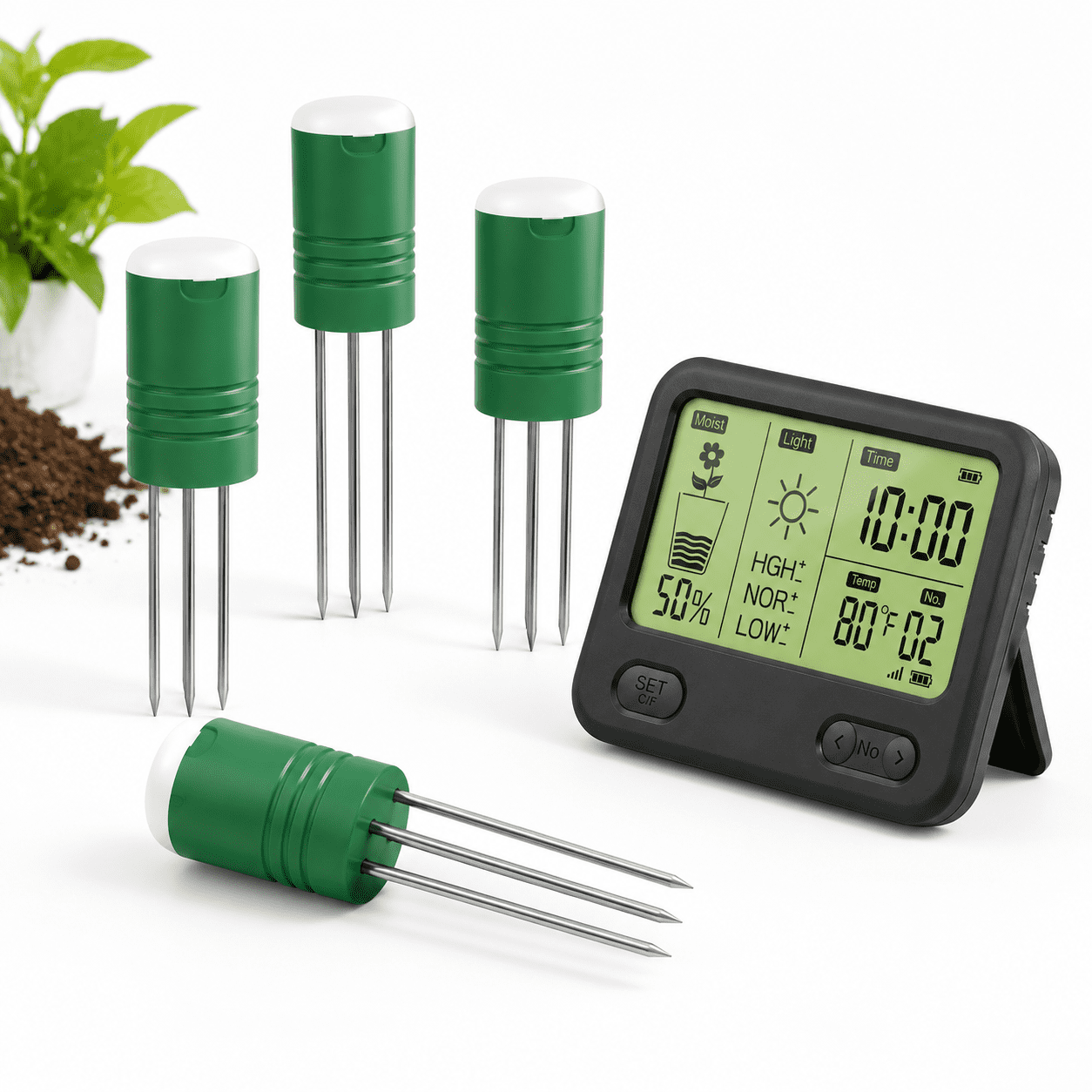 Wireless Soil Meter For Plants 4 Sensors Included Supports 12 Zone ...