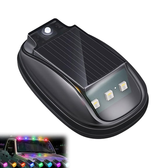 Wireless Solar Cab Lights for Truck, Remote Control RGB LED Roof Marker Lights, No Drill Exterior Lights for Pickup, SUV & Vehicle (1PC)