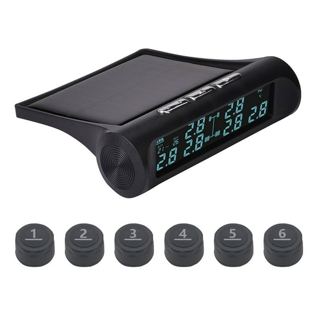 Wireless Solar Car Tire Pressure Monitoring System + 6 External Sensors