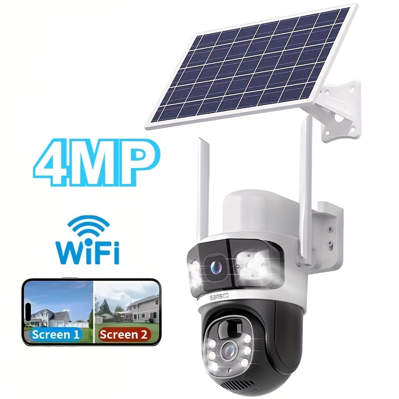 Wireless Solar Security Camera 8MP Dual Lens, 360° PTZ Outdoor Camera ...
