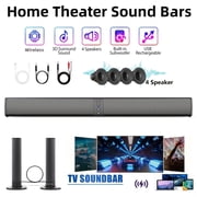 Wireless Sound Bar with Subwoofer Home Theater Surround Sound System AUX USB TF FM TWS Support