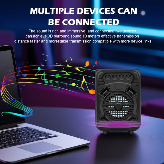 Wireless Speaker with LED Light & Extra Bass | 10H Playtime Portable Compact Design | Loud Stereo Sound for Outdoor Beach & Home | Ideal Gift for All Holidays & Occasions