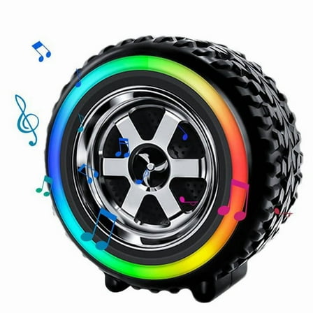 Wireless Speaker Small Car Wheel Shaped Speaker with Led Light Handheld Pocket Size