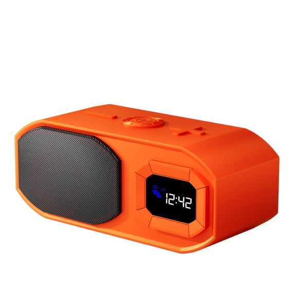 Wireless Speaker with Alarm Clock, TWS Party Pairing, Hi-Fi Audio, Bluetooth/TF/USB/Aux, Mirror Display, Metal Diaphragm - Dorm & Bedside Essential