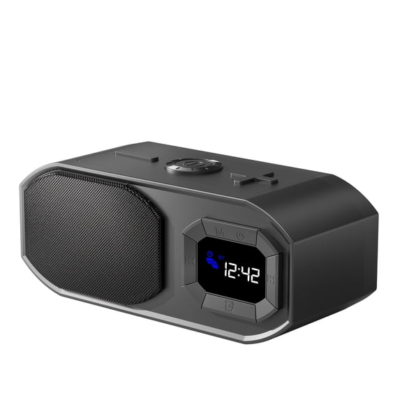 Wireless Speaker with Alarm Clock, TWS Party Pairing, Hi-Fi Audio, Bluetooth/TF/USB/Aux, Mirror Display, Metal Diaphragm - Dorm & Bedside Essential