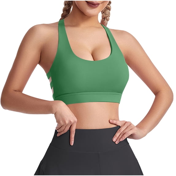 Wireless Sport Bra for Women Racerback Support Bralettes No Underwire Seamless Comfy Workout Running Yoga Athletic Bra High Support Full Coverage Underwear Sujetadores Deportivos Para Mujer