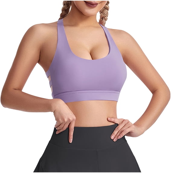 Wireless Sport Bra for Women Racerback Support Bralettes No Underwire Seamless Comfy Workout Running Yoga Athletic Bra High Support Full Coverage Underwear Sujetadores Deportivos Para Mujer