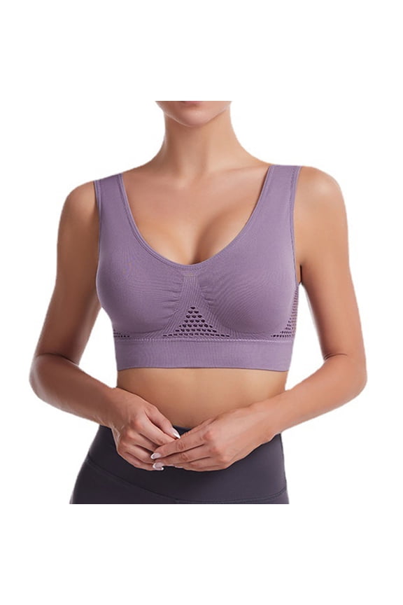Wireless Sports Bra for Women - Comfortable Yoga Vest with Breathable Polyester Fabric for Fitness and Casual Wear