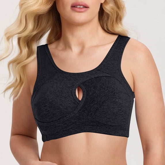 Wireless Sports Bra for Women, No Underwire Cotton Racerback Bra for Yoga and Daily Wear, Back Enhancing Plus Size Tank Top Style