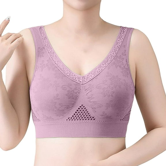 Wireless Sports Bras for Women - Full Coverage Support Bralette, Comfortable No-Underwire Design (2-Pack) | Hontri | Women Soft Breathable Condensed Underwear Comfortable Inside (Purple | 3XL)