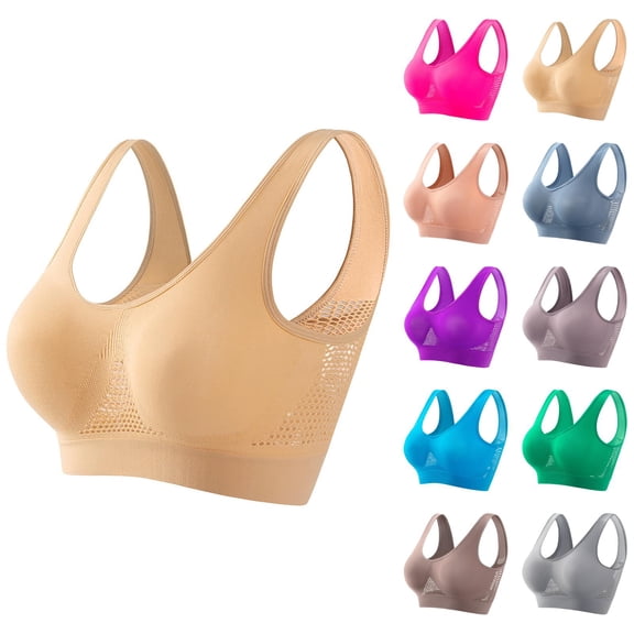 Wireless Sports Bras for Women Lightweight Breathable Comfortable Running Yoga Workout Athletic Bralettes Everyday Bra