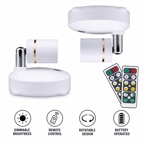 Wireless Spot Lights Battery Operated Accent Lights Indoor Dimmable LED Spotlight Anywhere Rotatabl