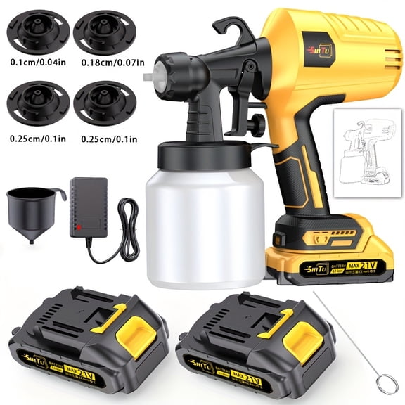 Wireless Spray Gun - 1500mAh Battery, 16.9oz Capacity, 2 Adjustable Nozzles, Indoor/Outdoor Use for Cars/Walls/Furniture, Ergonomic Design, Perfect Father's Day Gift