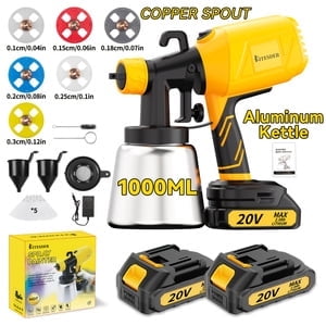 Wireless Spray Gun With Nozzle, 2000mAh Rechargeable Battery, 33.8oz Capacity, 2 Spray Modes, for Wall Wood Car Furniture Indoor Outdoor