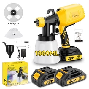 Wireless Spray Gun With Nozzle, 2000mAh Rechargeable Battery, 33.8oz Capacity, 2 Spray Modes, for Wall Wood Car Furniture Indoor Outdoor