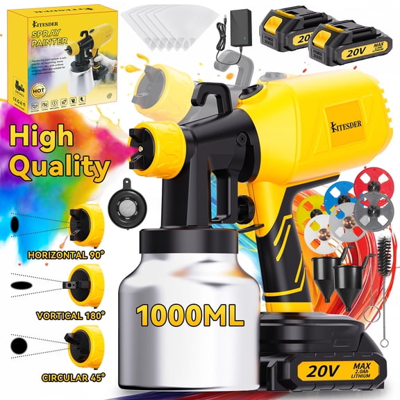 Wireless Spray Gun With Nozzle, 2000mAh Rechargeable Battery, 33.8oz Capacity, 2 Spray Modes, for Wall Wood Car Furniture Indoor Outdoor