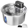 thumbnail image 1 of Wireless Stainless Steel Pet Water Fountain, 3.2L/108oz Automatic Cordless Water Dispenser with 3 Smart Modes, Ultra Quiet Pump, Rechargeable Battery, Multi-Filtration for Cats & Dogs, 1 of 7