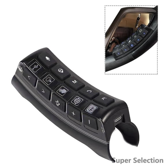 Wireless Steering Wheel Remote Control, Universal Clip-On Remote For Car Stereo GPS Navigation, 10-Key Backlit, Easy Installation For Android Radios