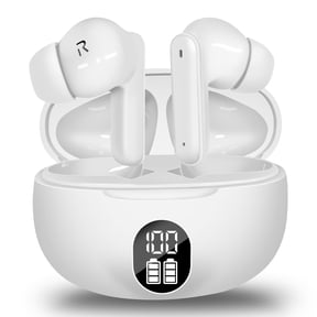 Wireless Stereo Earphone, Lightweight In-Ear Touch Control Bluetooth Headphone with LED Display, 40H Playtime Earphone for Android iOS,White