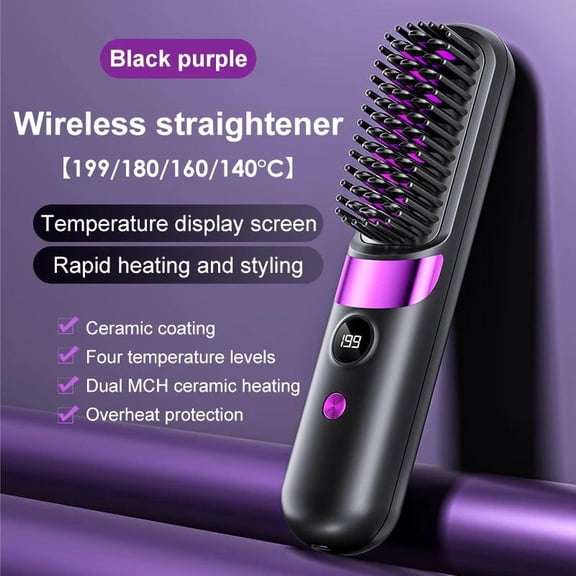 Wireless Straight Hair Comb Portable Home Straight With Digital Display Straight Roll Dual-Use USB Charging Quick Styling Tool