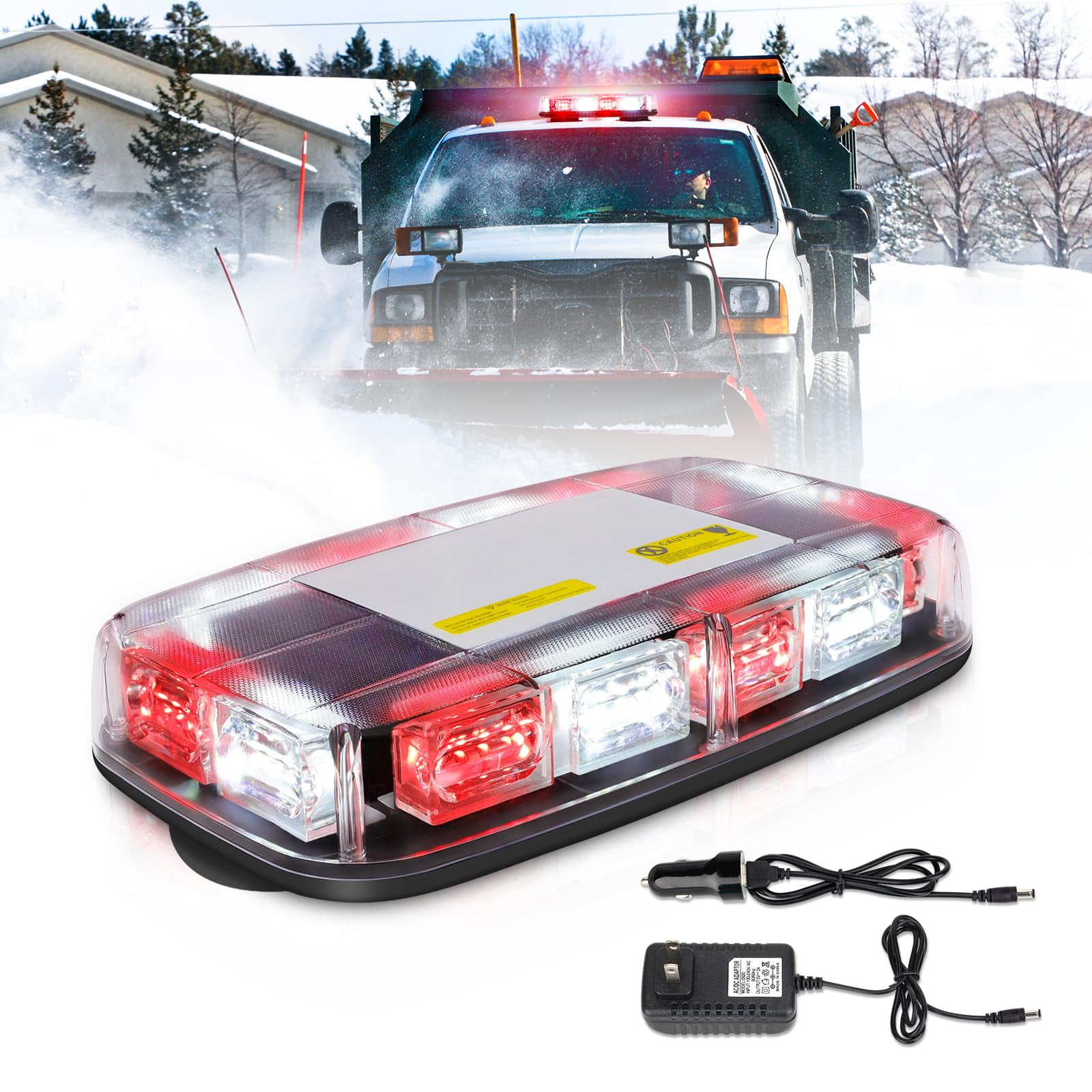 OPPBUY 14.2'' Wireless LED Rooftop Strobe Light Bar – Amber & White, 17 Flash Modes, Magnetic Base, Rechargeable, IP68 Waterproof For Trucks & Emergency Vehicles - View #7