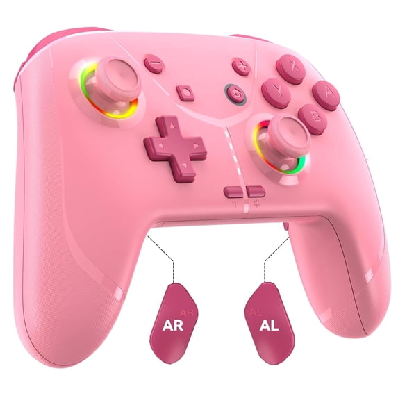 Wireless Switch 2 Pro Controller, Turbo Controller for Nintendo Switch 2/1/Lite/OLED with Loop Macro, Home Wake Up, HD Rumble, Motion Control, Turbo, 800mAh, Pink