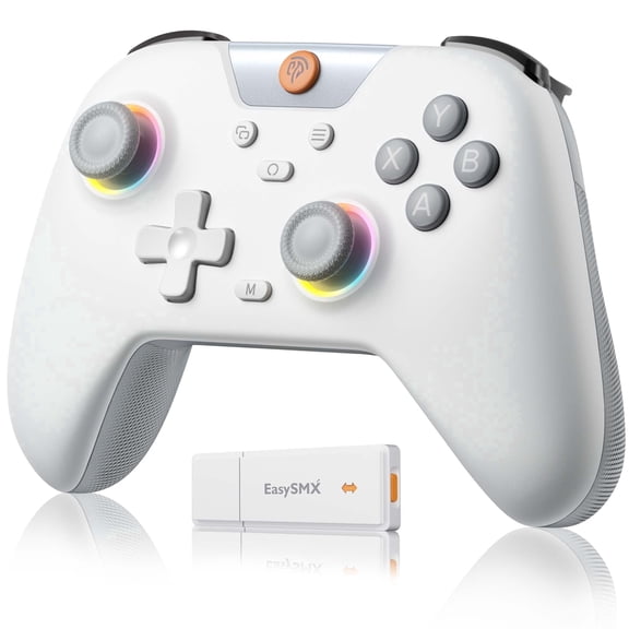 Wireless Switch Controller with RGB Lights,Bluetooth Gaming Gamepad for PC/Steam/iPhone/Android/Switch,with Hall Effect & Turbo