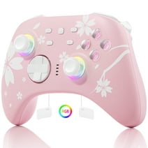 Wireless Switch Pro Controller Pink with Hall Effect Joysticks Triggers(No Drift), Bluetooth Gamepad for Nintendo Switch, Windows PC iOS Android Steam with Headphones Jack/Programmable/Turbo/Wakeup