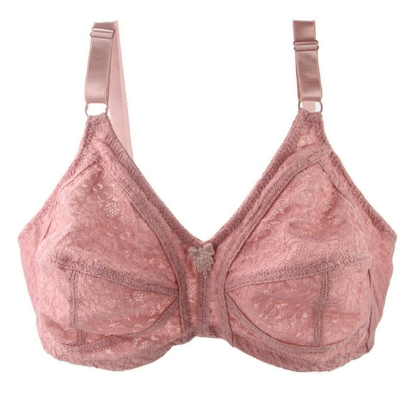 Wireless T-Shirt Bras Womens Large Bust Full Coverage Push Up Bralette Lightly Unlined Comfy Brassieres, 50/115D Pink